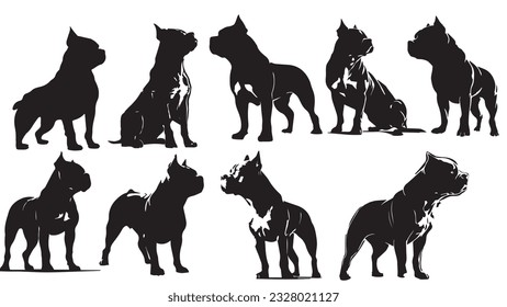Set of American Bully illustration isolated vector svg