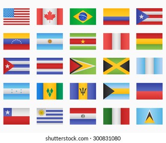 Set of American countries Flags