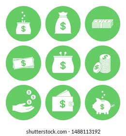 Set of American dollar icons. USA currency. Vector.