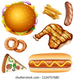 A Set of American Fast Food illustration