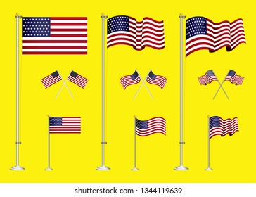 set of american flag clip art. easy to modify 