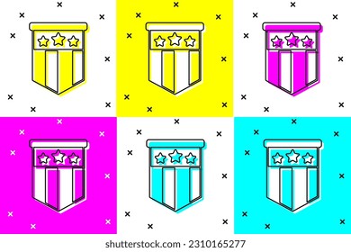 Set American flag icon isolated on color background. Flag of USA. United States of America.  Vector