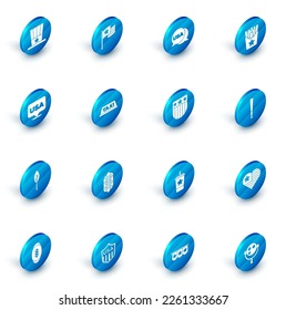 Set American flag, USA Independence day, Potatoes french fries in box, Indian feather, Taxi car roof, Baseball bat and Shield with stars icon. Vector