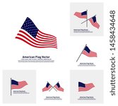 Set of American Flag Vector illustration Design Template. Icon Symbol