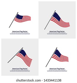 Set of American Flag Vector illustration Design Template. Icon Symbol