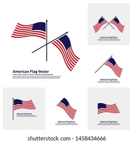 Set of American Flag Vector illustration Design Template. Icon Symbol