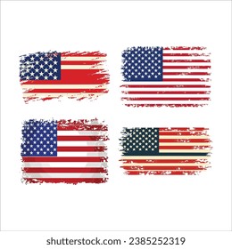 Set of American flag vector illustration