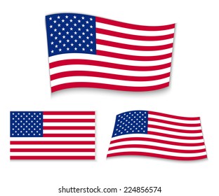 Set of american flags. Vector illustration