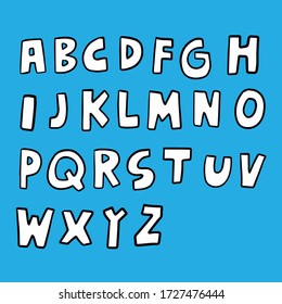 set of american font doodle in various pose isolated on white background