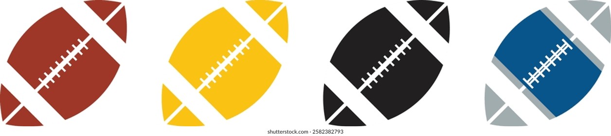 Set of american football ball icon. Rugby ball icon. Vector illustration isolated on white background