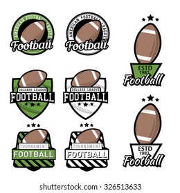 Set of american football championship / tournament / club logo, badges, labels, icons and design elements. Football themed t-shirt graphics