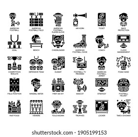 Set of American football Element thin line and pixel perfect icons for any web and app project. 