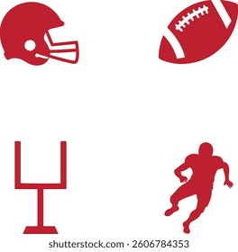 Set of American Football Elements Design Vector Illustration