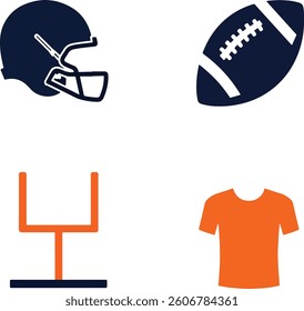 Set of American Football Elements Design Vector Illustration