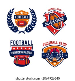 Set of american football emblems. Design element for poster, t shirt, logo, emblem, sign. Vector illustration