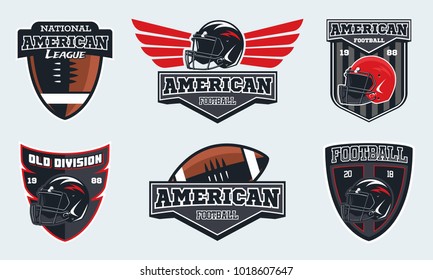 Set of american football emblems, labels and logo.