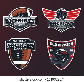 Set von amerikanischen Fußball-Emblemen, Etiketten und Logo.