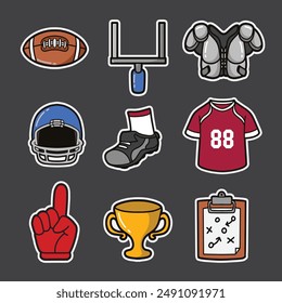 set of american football equipment good for sticker, element design, etc