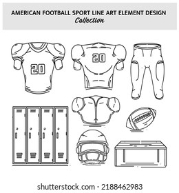 Set of American Football equipment hand drawn vector illustration. Sports icon design template.