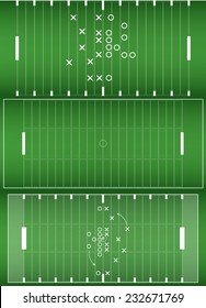 Set of american football field background in view from above 