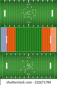 Set of american football field background in view from above 