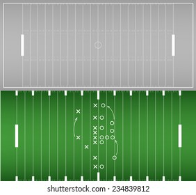 Set of american football field background with artificial turf. soccer field view from above. eps10 format vector illustration 