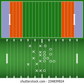 Set of american football field background with artificial turf. soccer field view from above. eps10 format vector illustration 