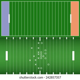 Set of american football field background with artificial turf. soccer field view from above. eps10 format vector illustration