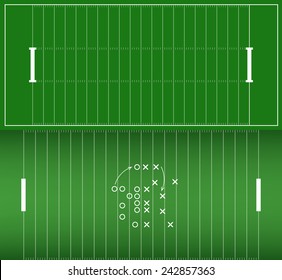 Set of american football field background with artificial turf. soccer field view from above. eps10 format vector illustration