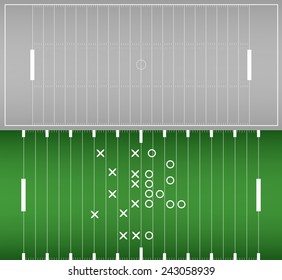 Set of american football field background with artificial turf. soccer field view from above. eps10 format vector illustration 