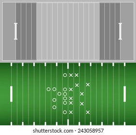 Set of american football field background with artificial turf. soccer field view from above. eps10 format vector illustration 