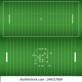 Set of american football field background with artificial turf. soccer field view from above. eps10 format vector illustration 