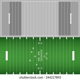 Set of american football field background with artificial turf. soccer field view from above. eps10 format vector illustration 