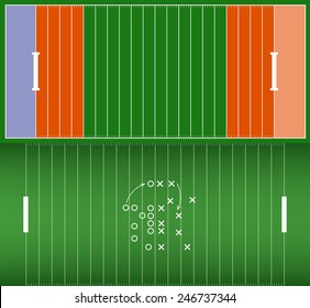 Set of American football field background with artificial turf. soccer field view from above. eps10 format vector illustration 