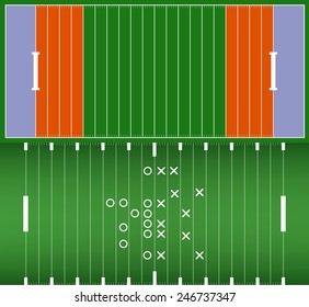 Set of American football field background with artificial turf. soccer field view from above. eps10 format vector illustration 