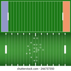 Set of American football field background with artificial turf. soccer field view from above. eps10 format vector illustration 