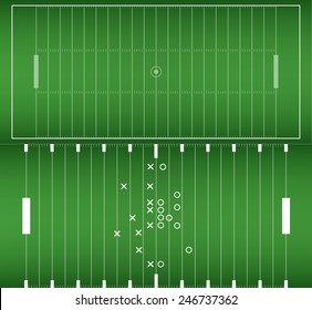 Set of American football field background with artificial turf. soccer field view from above. eps10 format vector illustration 