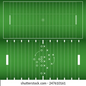 Set of American football field background with artificial turf. soccer field view from above. eps10 format vector illustration 