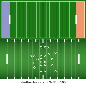 Set of American football field background with artificial turf. soccer field view from above. eps10 format vector illustration