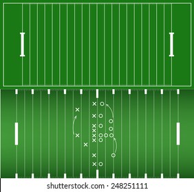 Set of American football field background with artificial turf. soccer field view from above. eps10 format vector illustration