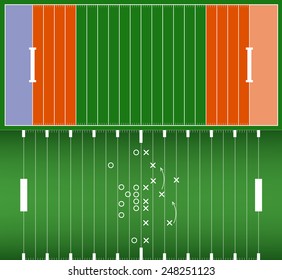 Set of American football field background with artificial turf. soccer field view from above. eps10 format vector illustration