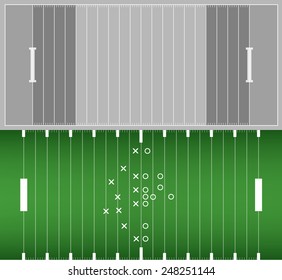 Set of American football field background with artificial turf. soccer field view from above. eps10 format vector illustration