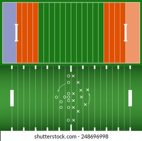 Set of American football field background with artificial turf. soccer field view from above. eps10 format vector illustration