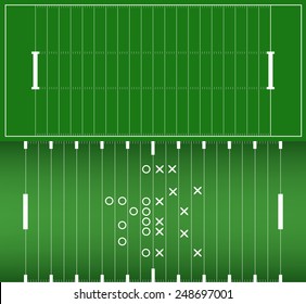 Set of American football field background with artificial turf. soccer field view from above. eps10 format vector illustration