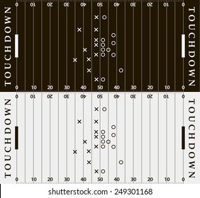 Set of American football field background with artificial turf. soccer field view from above. eps10 format vector illustration black