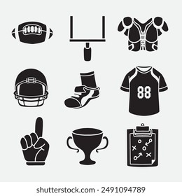 set of american football icon good for symbol, icons, logo, element design, etc