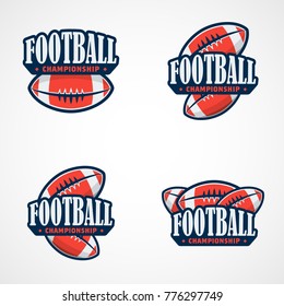 Set of American Football Logo Template. Vector College Logos Illustration