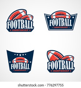 Set of American Football Logo Template. Vector College Logos Illustration