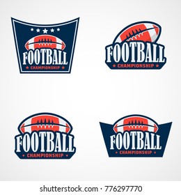 Set of American Football Logo Template. Vector College Logos Illustration