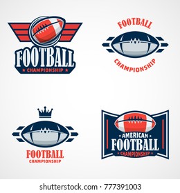 Set of American Football Logo Template. Vector College Logos Illustration